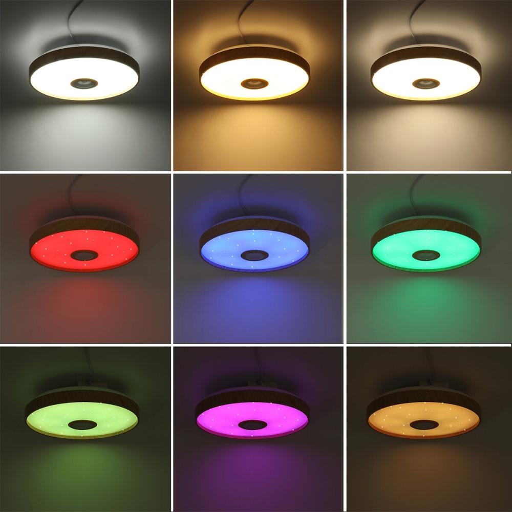 38CM Ceiling Light with bluetooth Speaker Dimmable Modern Smart Home Party Light Control Light Color Brightness and Music with Remote Control Through - Image 2