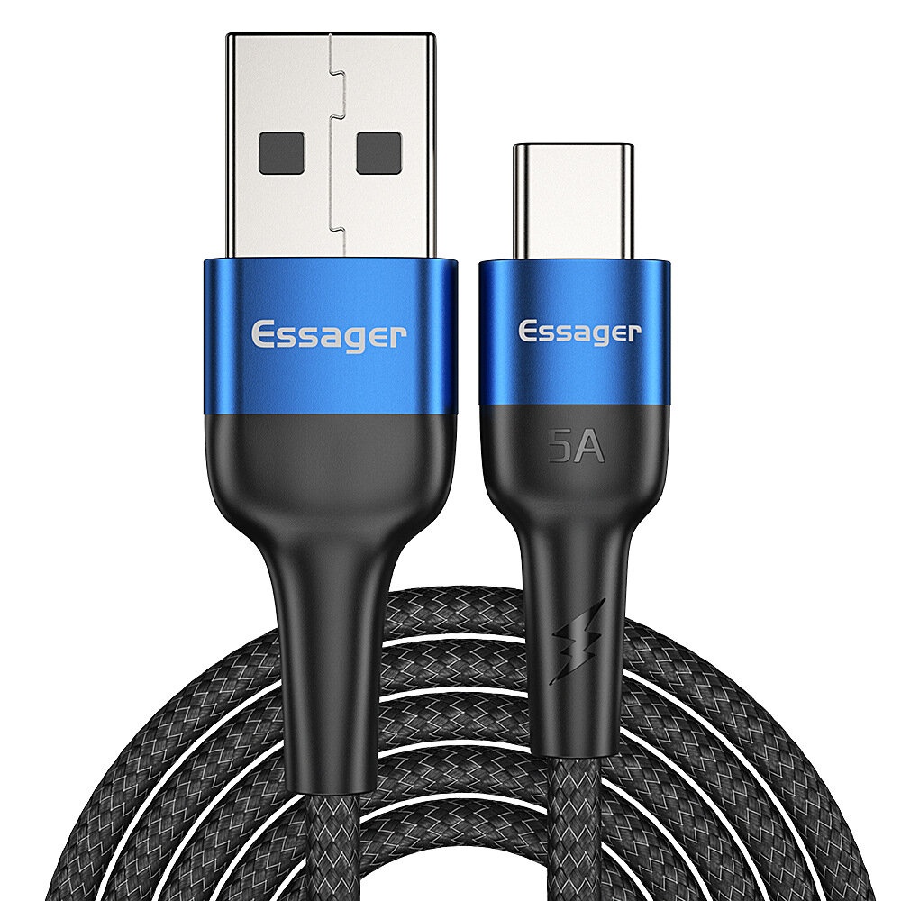 Essager 5A Type C Quick Charging Data Cable For Huawei P30 Pro Mate 20 Mate 30 Mi9 9Pro S10+ Note10 - 1M Blue - Image 2