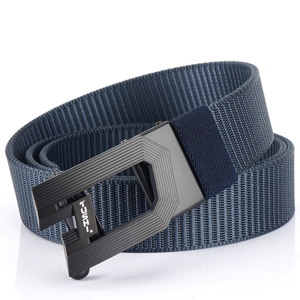 TUSHI 125x3.4cm Automatic Buckle Tactical Belt Nylon Webbing Quick-Release Belt Fishing Hunting - Army green