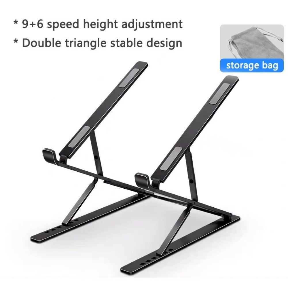 Foldable Double-Layer Multiple-Gear Height Adjustment Aluminium Alloy Macbook Stand Bracket Holder Stand for iPad Mini Macbook Pro 11-17 inch Laptop - Image 2