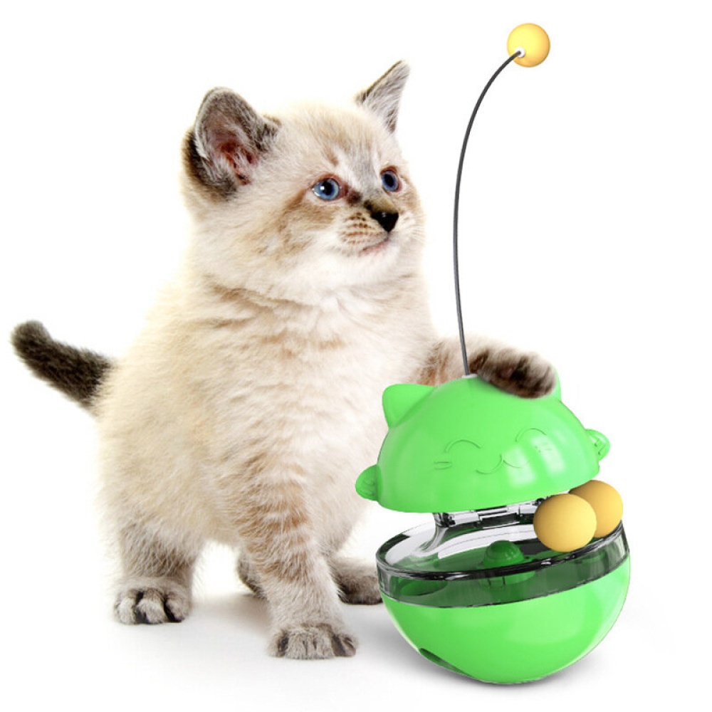 3-In-1 Interactive Cat Leaking Food Ball with Teasing Wand Pet Slow Food - Green - Image 2