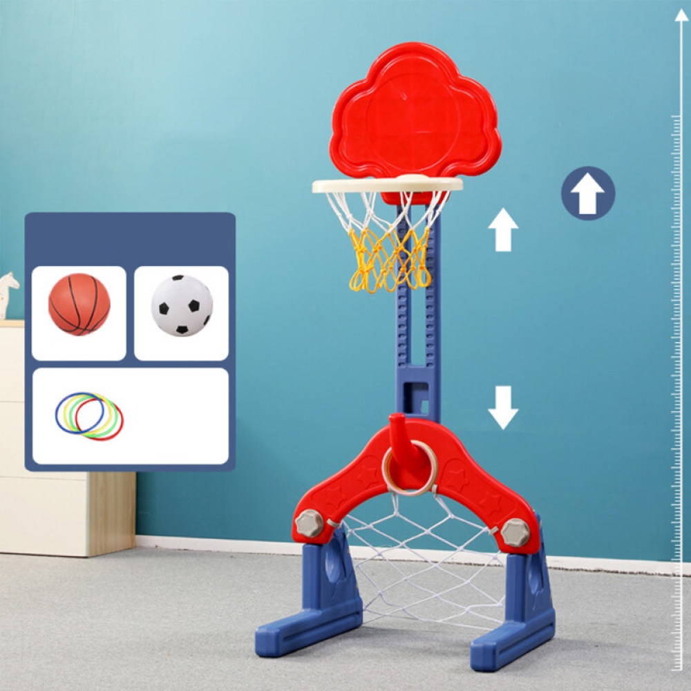 3-in-1 Children Basketball Frame Adjustable Height Basketball Frame Outdoor Indoor Basketball Toys Children's Toys Gifts - Red - Image 2