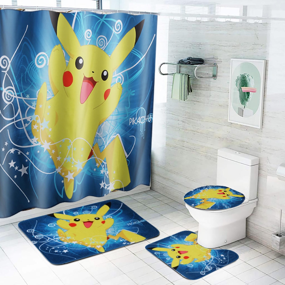 180X180CM Waterproof Polyester Shower Curtain Bathroom Toilet Seat Cover Mat Pad Set - K10 Pro - Image 2