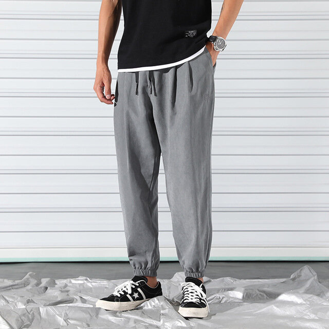 Men's Trousers Trend Season Casual Pants Men Loose Legs Nine Pants Feet Harem Pants Slim Pants - L Black - Image 2