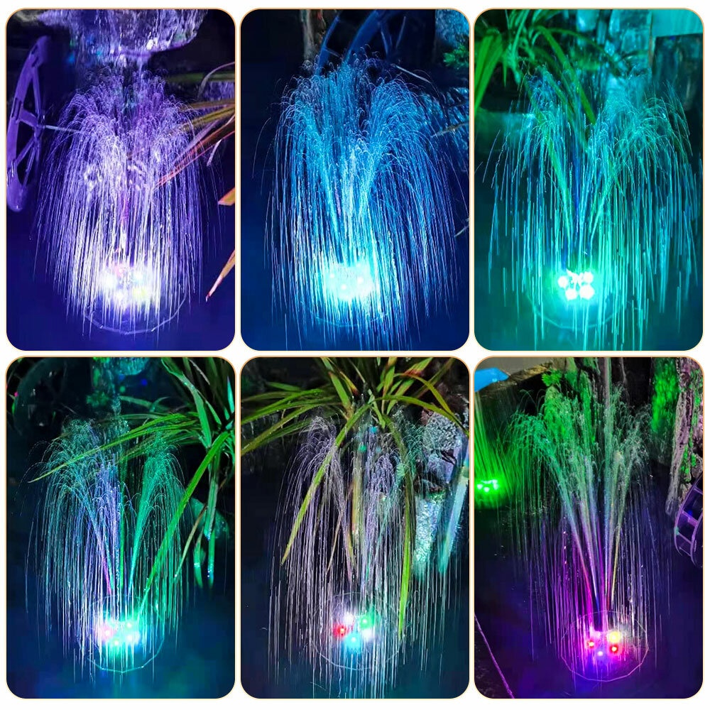 3.8W Solar Fountain Pump Outdoor LED Circle Solar Power Floating Pannel with Colorful Lights for Garden Decoration Pond Aquarium - 2200MA Battery - Image 2