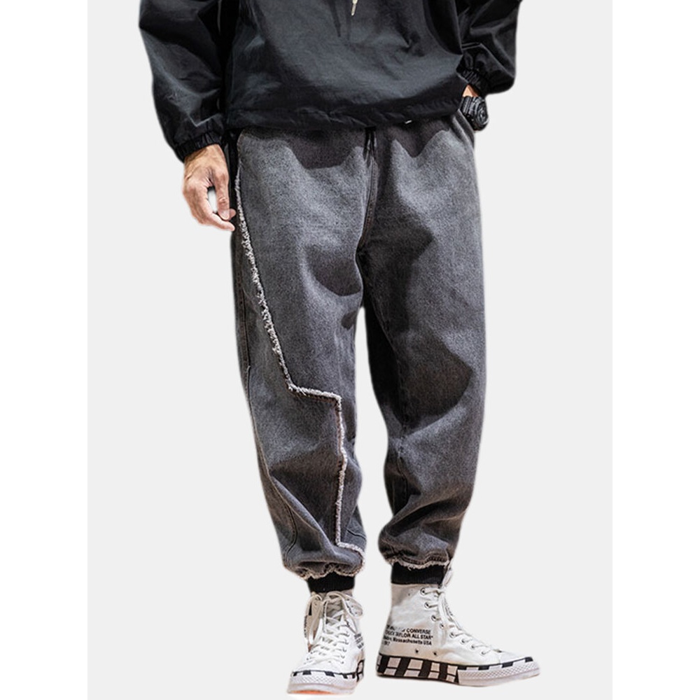 Mens Cotton Vintage Loose Fit Comfy Thick Casual Harem Pants - XS Black