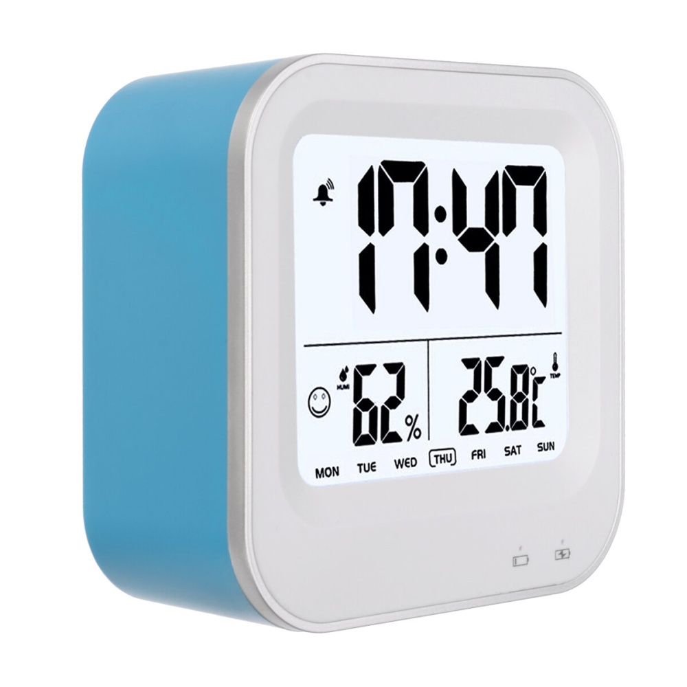 Luminous Silent Humidity Temperature Alarm Clock LCD Display Alarm Clock - White - Image 2