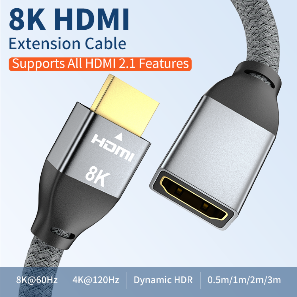 ULT-unite HDMI 2.1 HD Extension Cable Male to Female 8K@60Hz 4K@120Hz Computer TV Projection HDMI Cord For Computer Set-top Box For Projector - 0.5M - Image 2