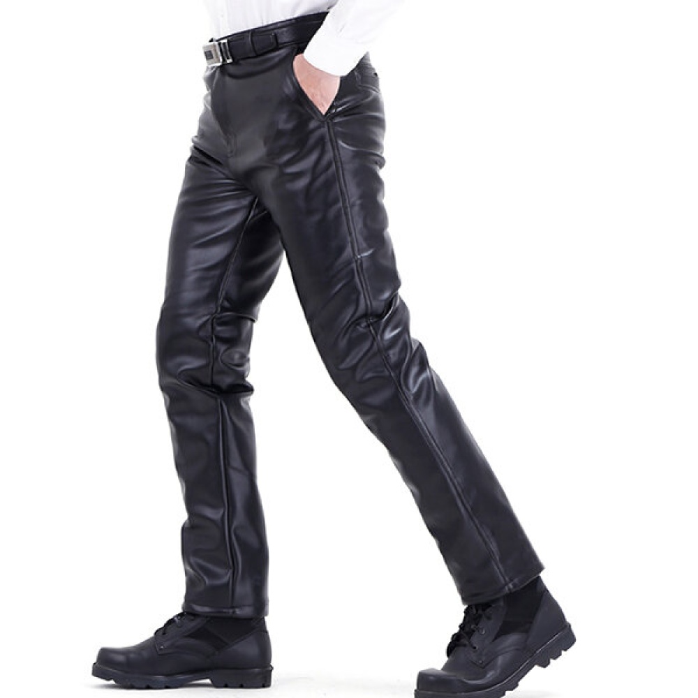Men's Winter Plus Velvet Thick Warm PU Leather Pants - 30 #05