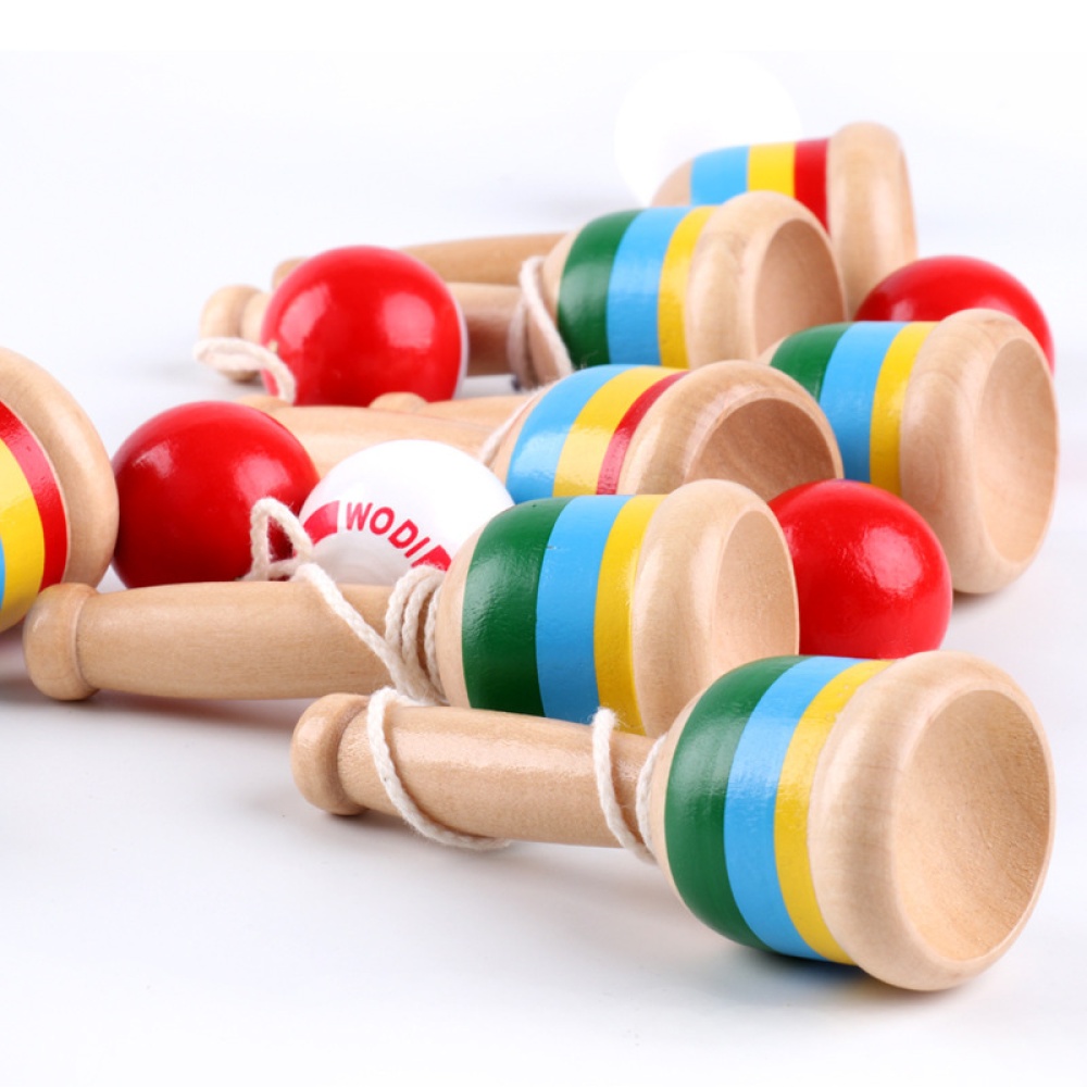 Children Wooden Skill Cup Hand-eye Coordination Training Toy Traditional Game Ball Baby White ball - Image 2