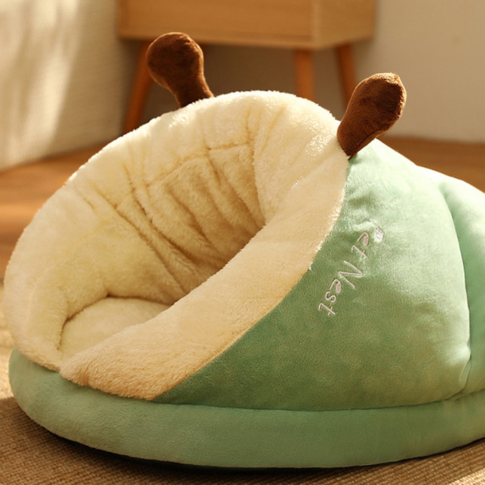 Winter Warm Plush Cozy Nest Slippers Shape Thickened Sleeping Cushion Mat For Small Medium Cats Dogs Avocado Green L [60 x 40 35]