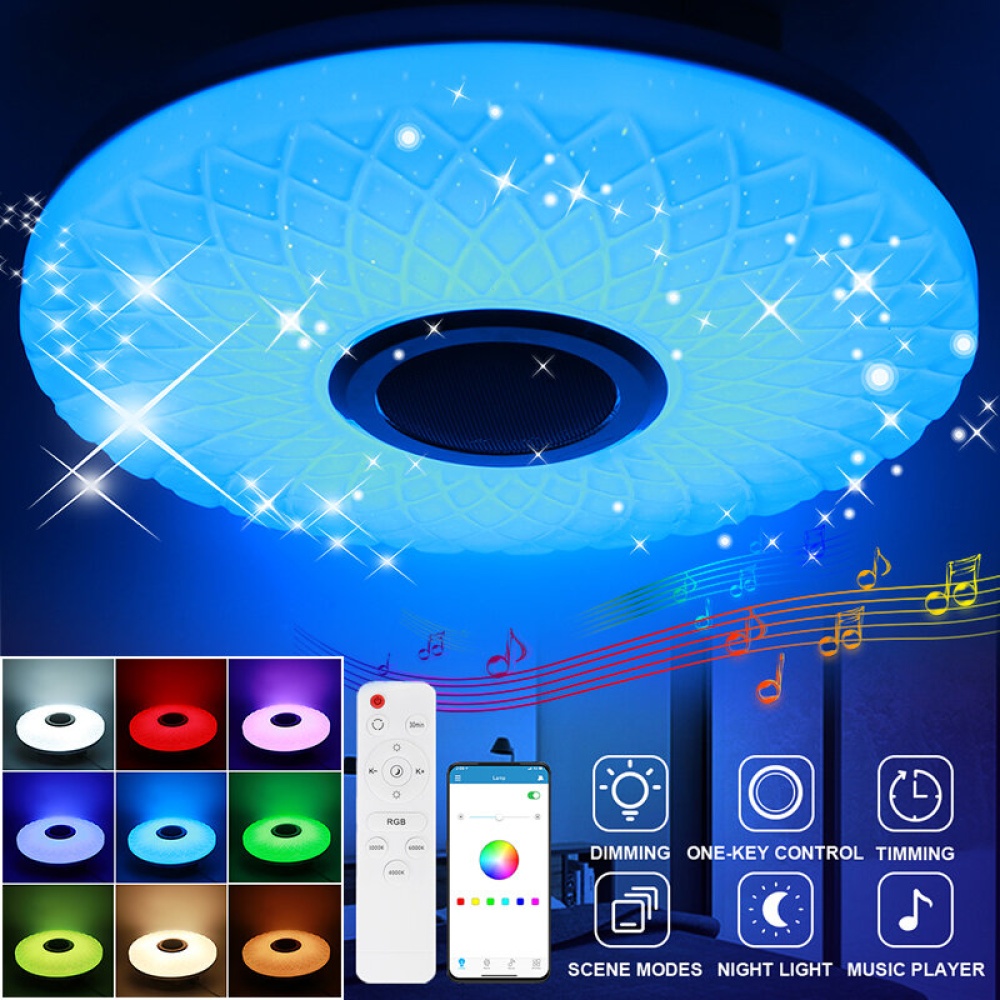 LED RGB Music Ceiling Lamp bluetooth APP+Remote Control Children's Room Bedroom - bluetooth(85-265V)