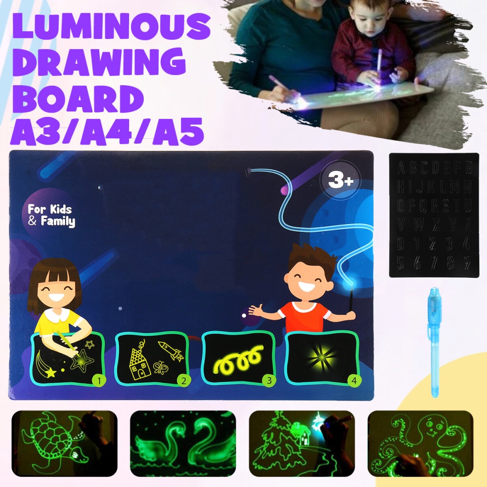 A3 / A4 / A5 Repainted Luminous Hand-Writing Drawing Board with Copy Cardboard - M Blue - Image 2