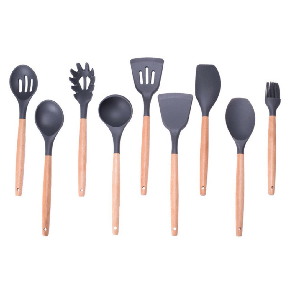 11Pcs Edible Silicone Non-stick Kitchen Utensils Set Cooking Spatula Gadget Tool - Image 2