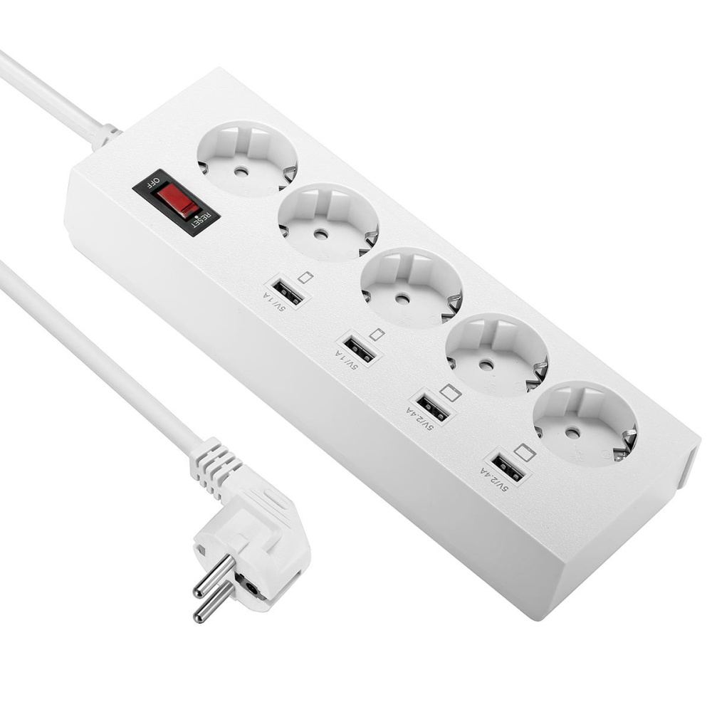 ELE YA-30WS-5AE4U 5 Outlet Power Strip Charger with 4 USB Fast Charging Ports EU Plug - Image 2