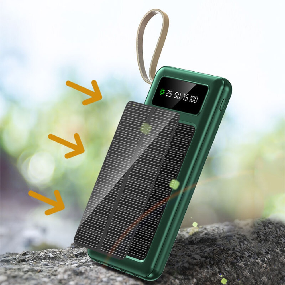 IPRee® 20000mAh Solar Power Bank with Four Lines 2.1A Fast Charging LED Lights Lighting Ultra Thin Portable Outdoor Camping Travel Mobile Power - Whi - Image 2