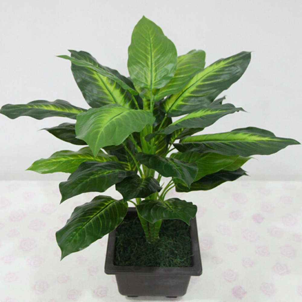 50cm Lifelike Leaves Evergreen Artificial Plant Simulation Flowers Bush Potted Flower Home Decor - Image 2