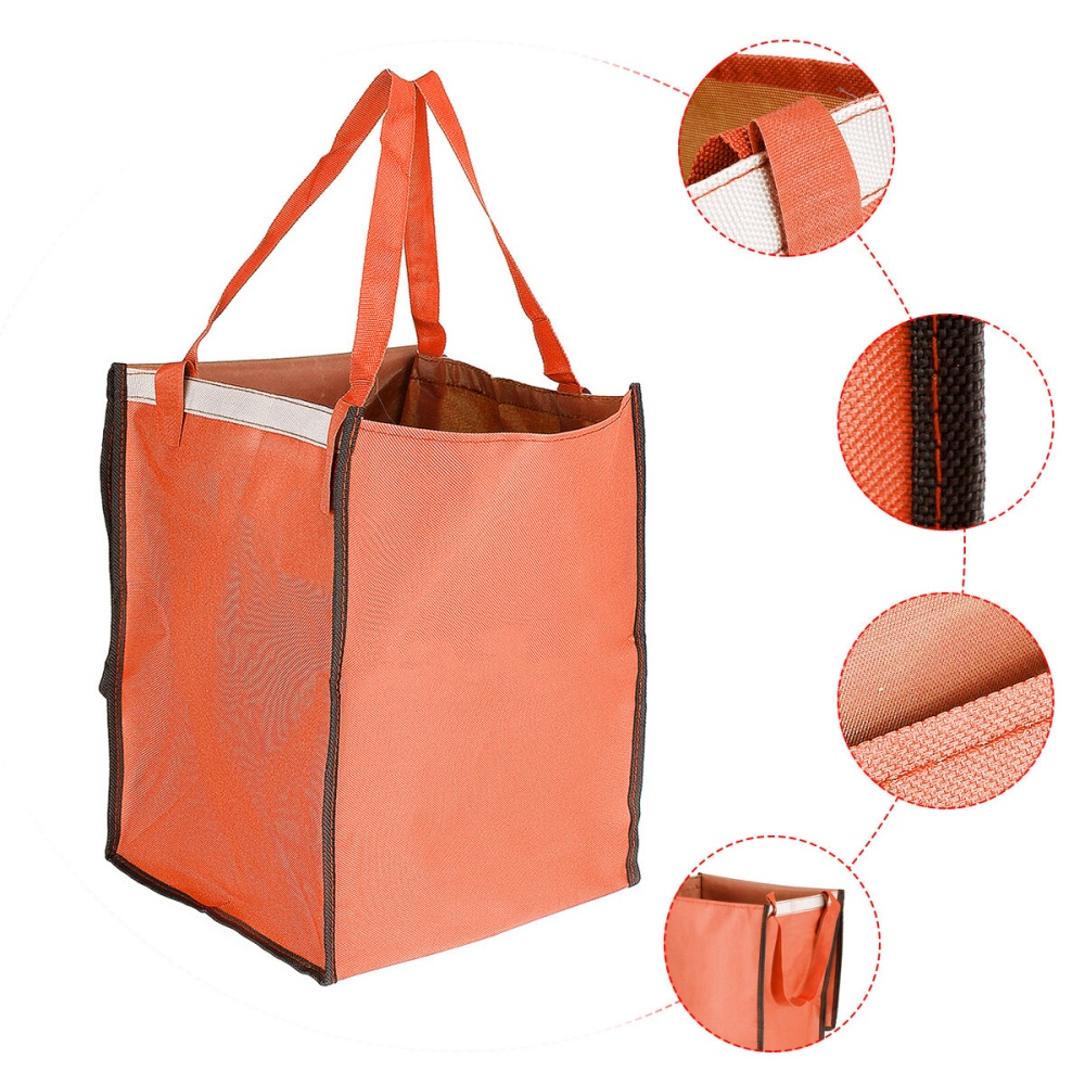 Shopping Cart Fabric Bag Portable Folding Oxford Trolley Rolling Bag Luggage - Orange - Image 2