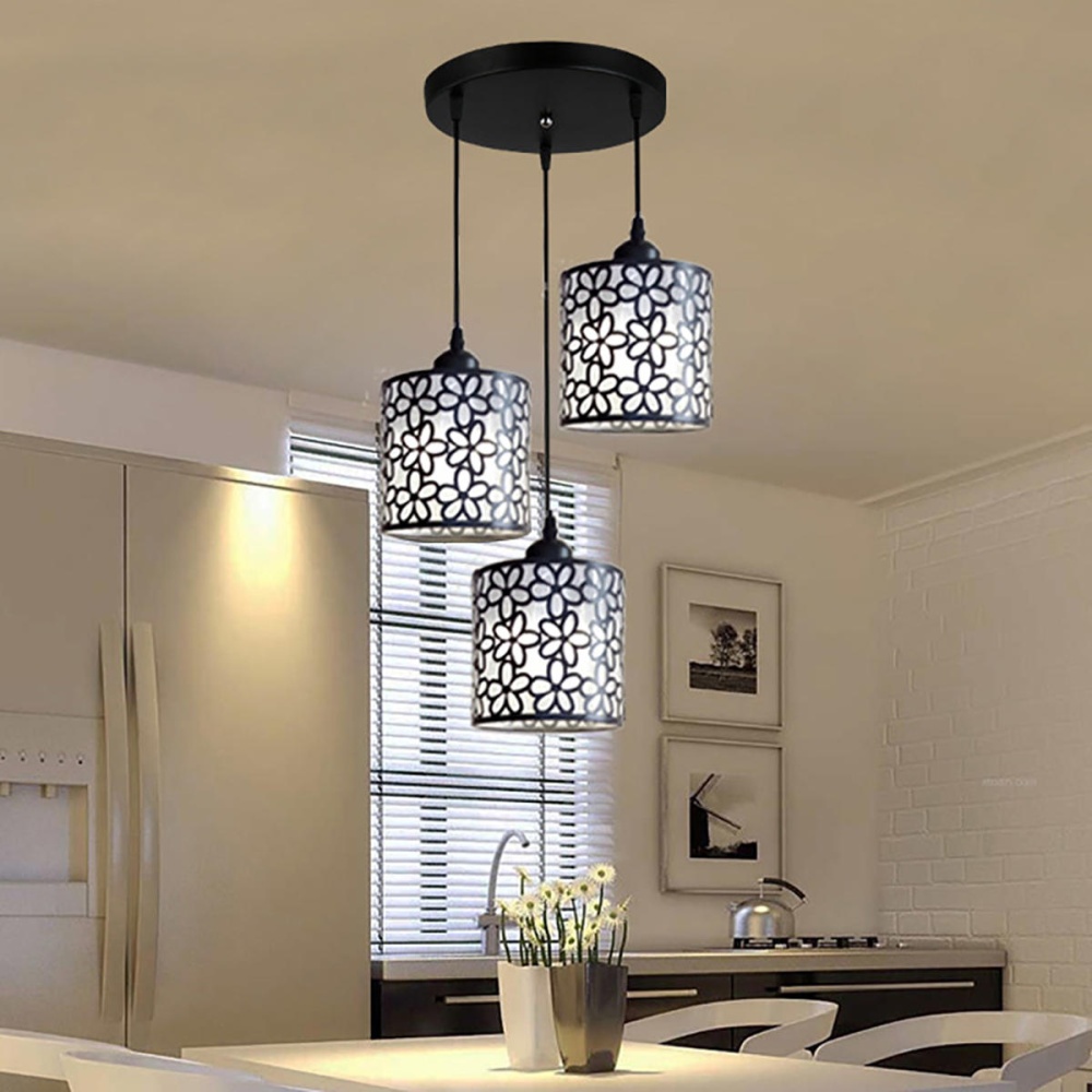 Modern Flower Petal Ceiling Light LED Pendant Light Dining Room Chandelier - White 3 Lights Rectangular - Image 2