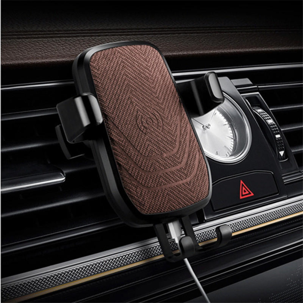 Qi Wireless Car Charger Gravity Auto Lock Anti-skip Air Vent Phone Holder Stand for Samsung iPhone X - Grey - Image 2