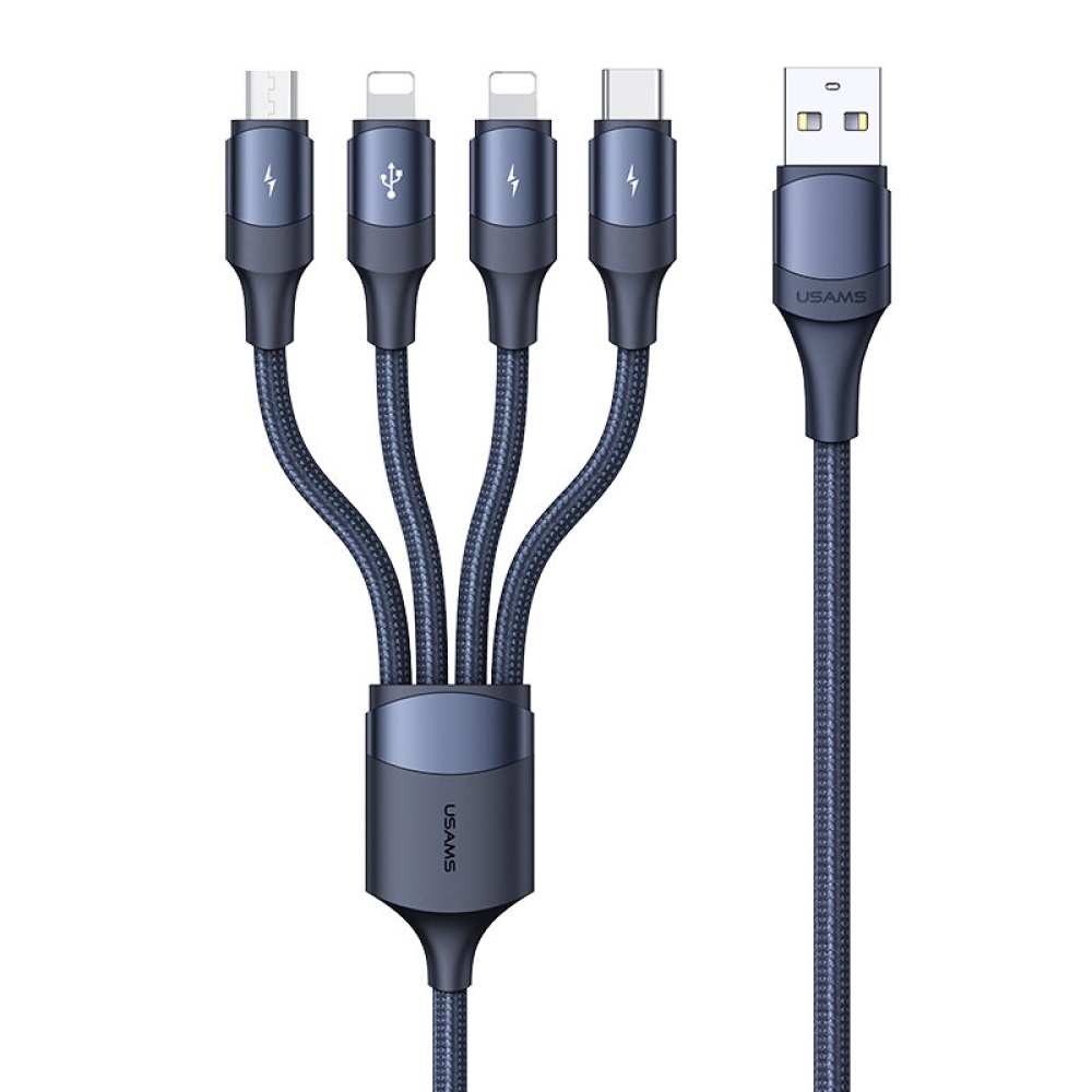 USAMS US-SJ515 U73 4 in 1 3A Micro Type-C for Lightning Aluminum Alloy Fast Charging Data Cable 1.2M for Samsung Galaxy S21 Note S20 ultra Huawei Mat - Image 2