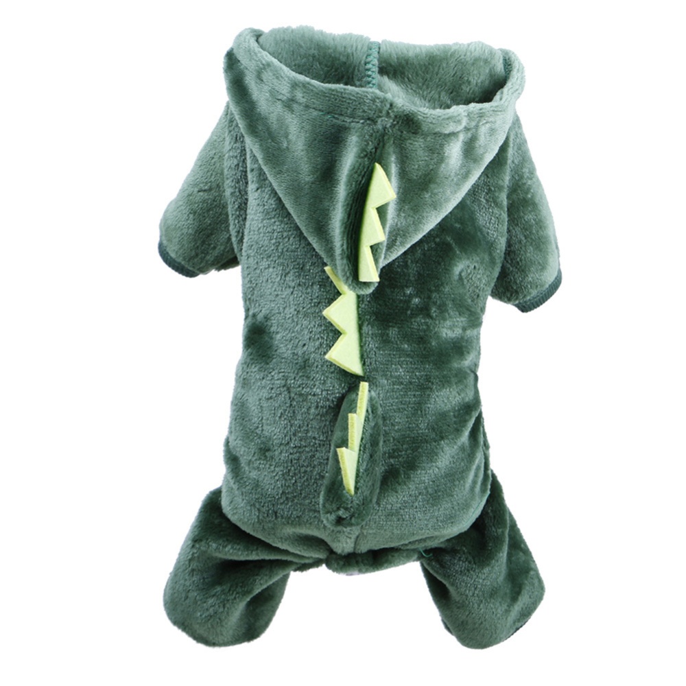 Pet Suit Coral Fleece Cartoon Dinosaur Hoodie Dog Transformation Clothes S - Image 3