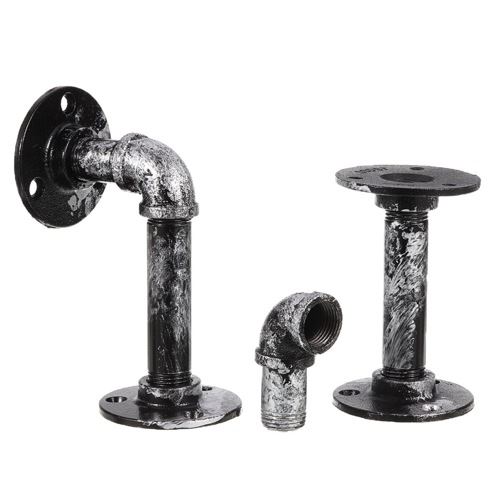 2Pcs Industrial Steel Pipe Shelf Bracket DIY Rustic Heavy Duty Decor Shelves - #1 - Image 2