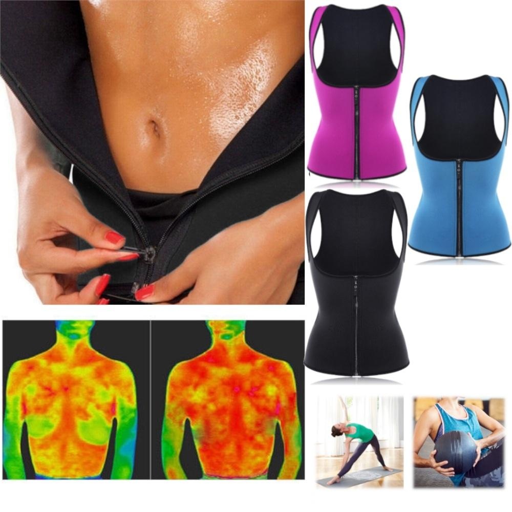 Women Front Zip Sports Trainer Cincher Corset Waist Shapewear Vest Plus Size Polyester Neoprene Vest - XXL Blue