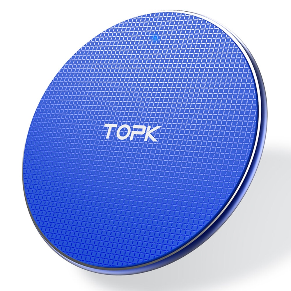 TOPK 10W LED Fast Charging Mini Wireless Charger Pad For iPhone 11 X Pro Mi9 Mi8 HUAWEI OPPO Pocophone - Blue - Image 2