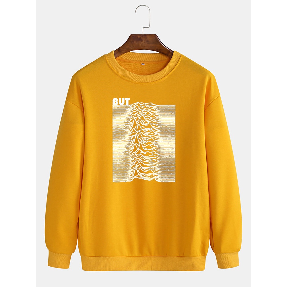 Mens But Cliff Graphic Print Crew Neck Loose Casual Pullover Sweatshirt - Black S