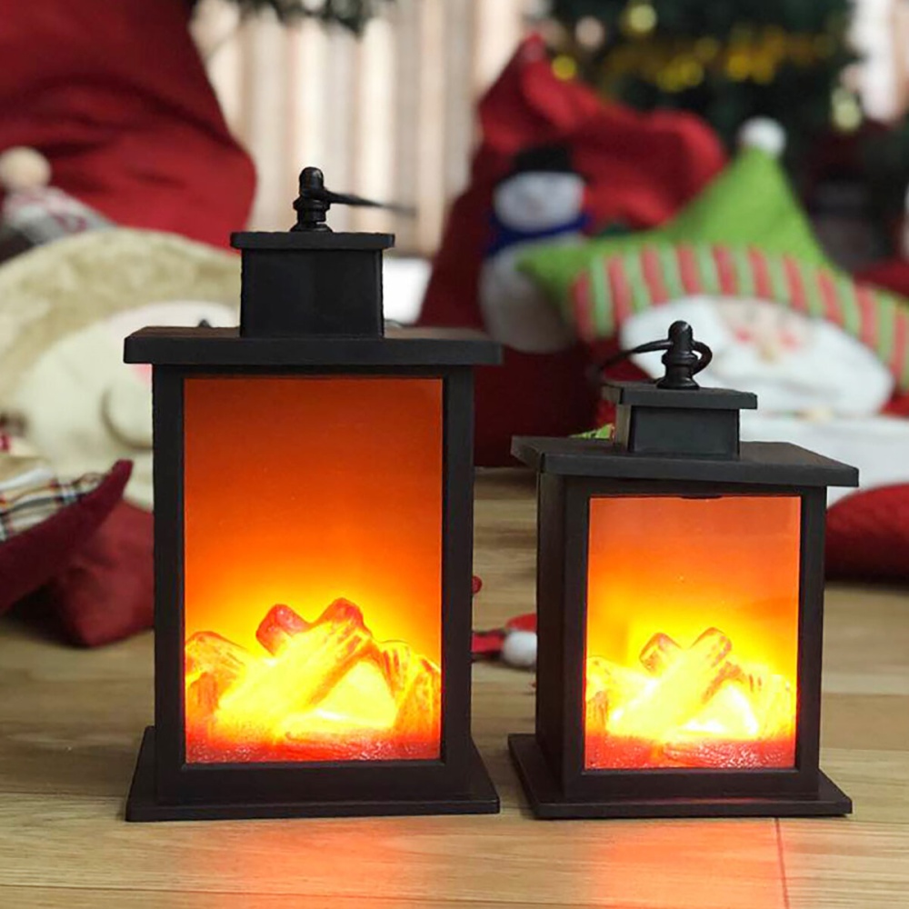 LED Fireplace Lantern Flameless Light Fire Effect Vintage Battery Power Lamp HOT - A - Image 2