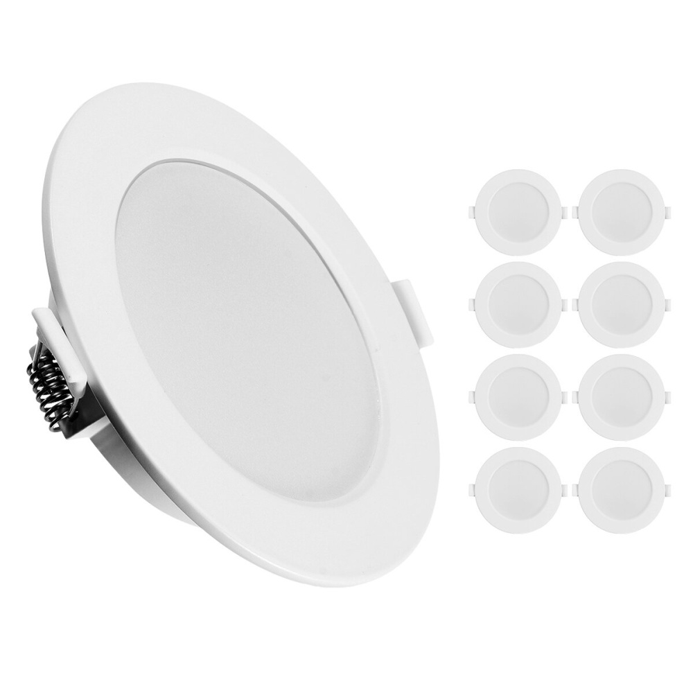 KINGSO 9Pcs LED Downlights Extra Flat IP44 6W 500lm Replace Halogen 60W Warm White 3000K AC220V Ceiling Spotlights Ceiling Lamp for Bathroom Living R