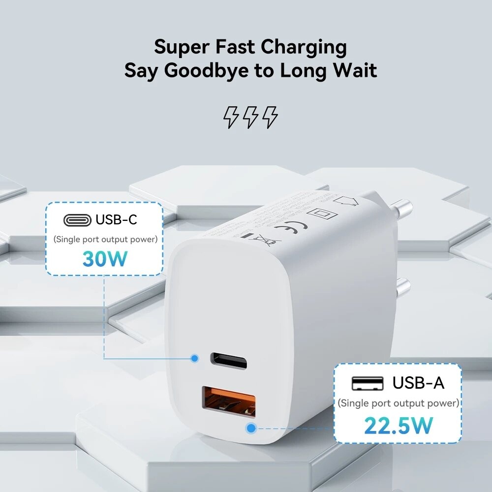 ROCK 2-Ports 30W USB PD Charger USB-C PD3.0 QC3.0 AFC FCP PPS Fast Charging Wall Charger Adapter EU Plug For iPhone 13 Pro Max 13 Mini For Samsung Ga - Image 2