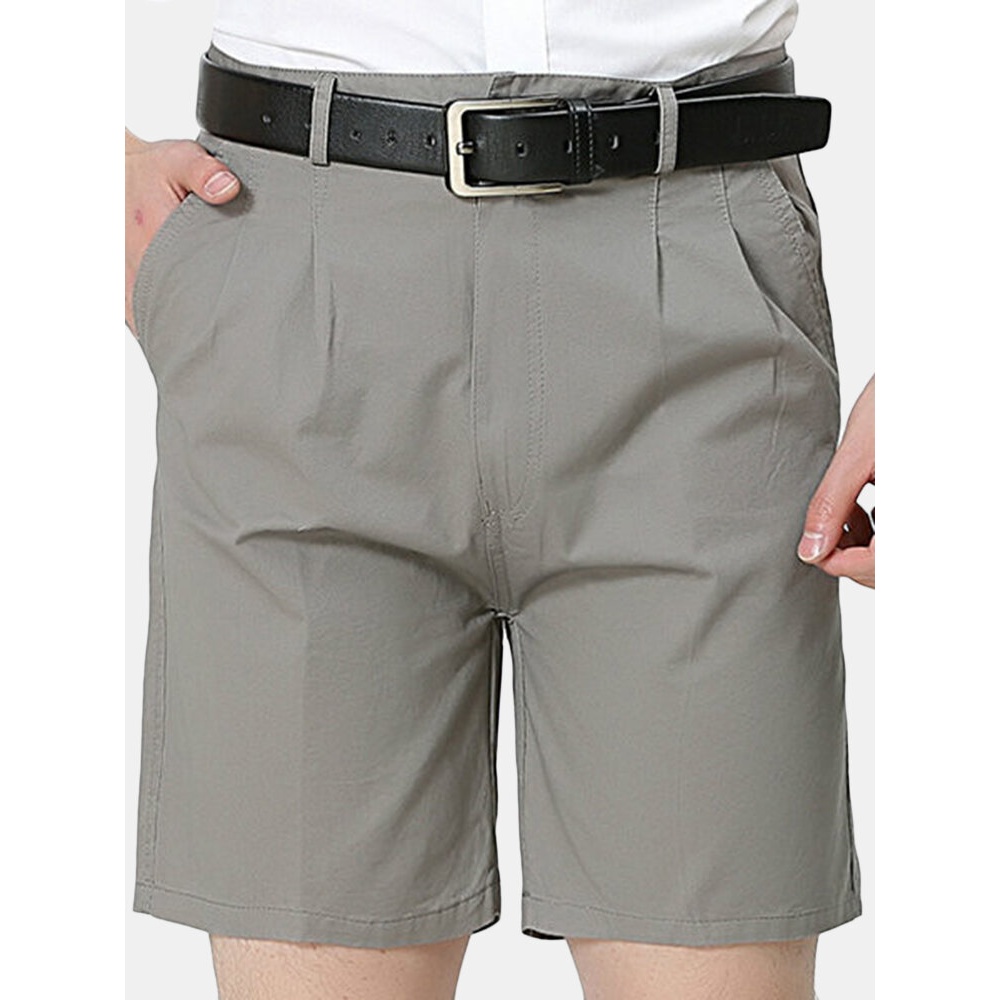 Middle Aged Mens Business Casual Golf Shorts Summer Cotton Knee Length Suit Shorts Pants - 40 Dark Grey