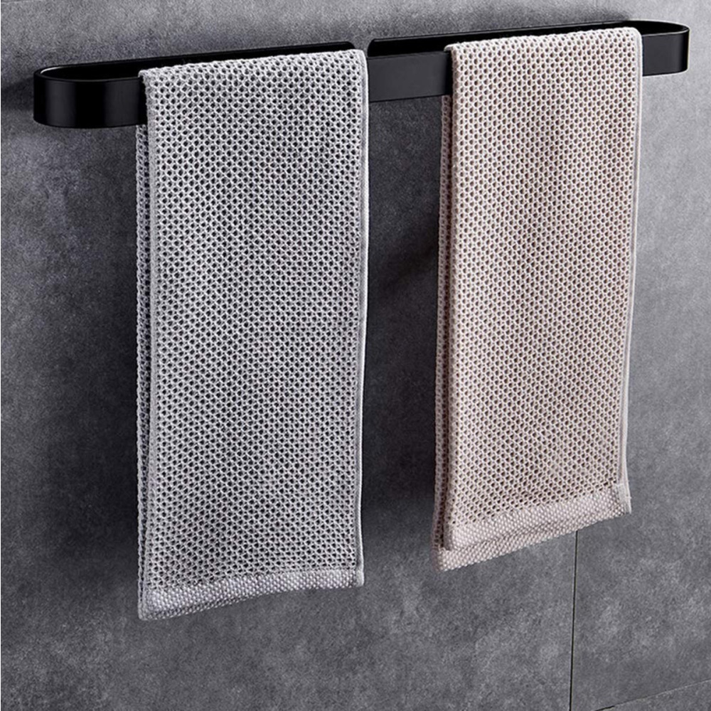 30/40/50CM Bathroom Single Rod Towel Towel Rack Towel Holder Wall Mounted Rack - 40cm Black - Image 2