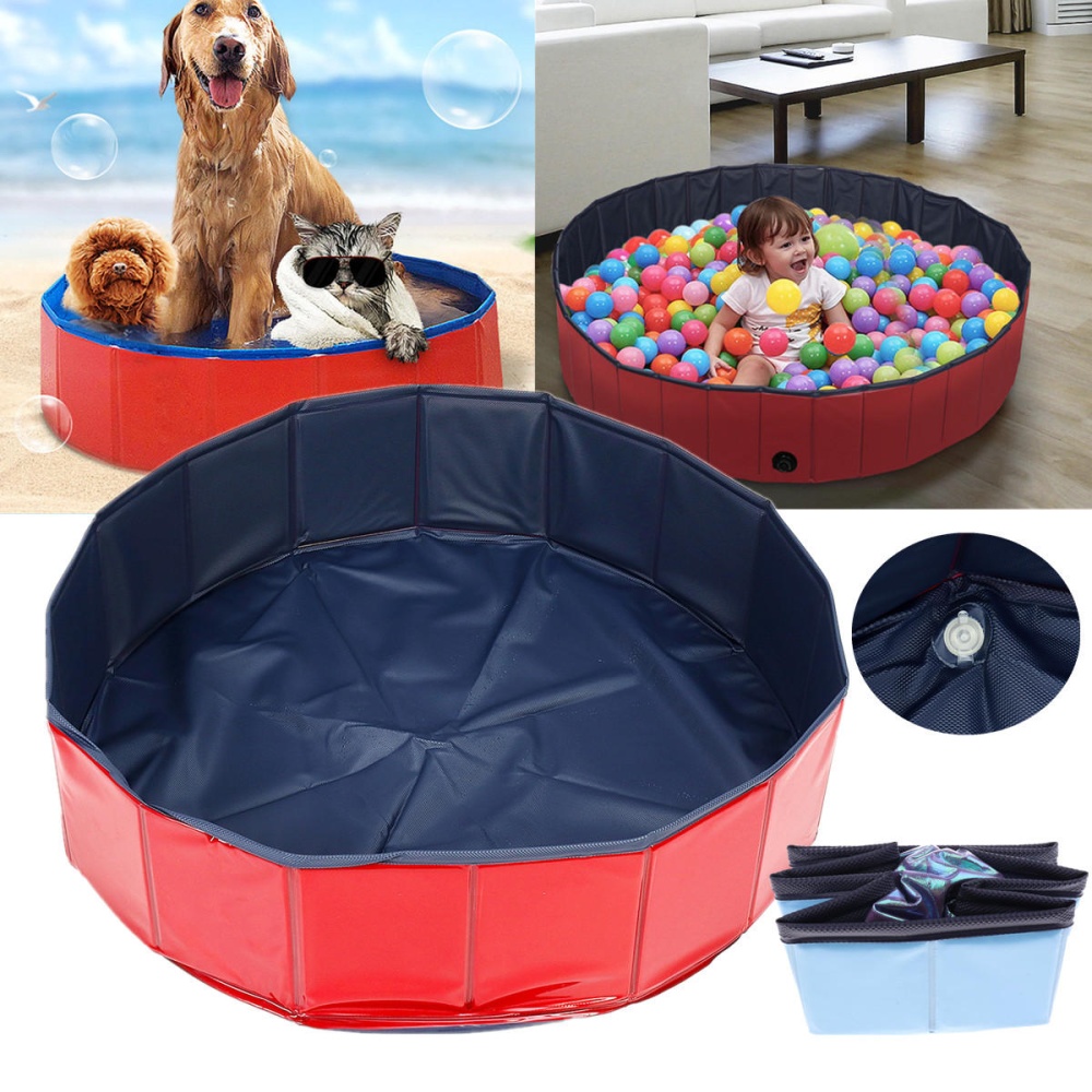 Dog Foldable Swimming Pool Bath Tub Portable Outdoor Home Cat Puppy Pet Washer - M