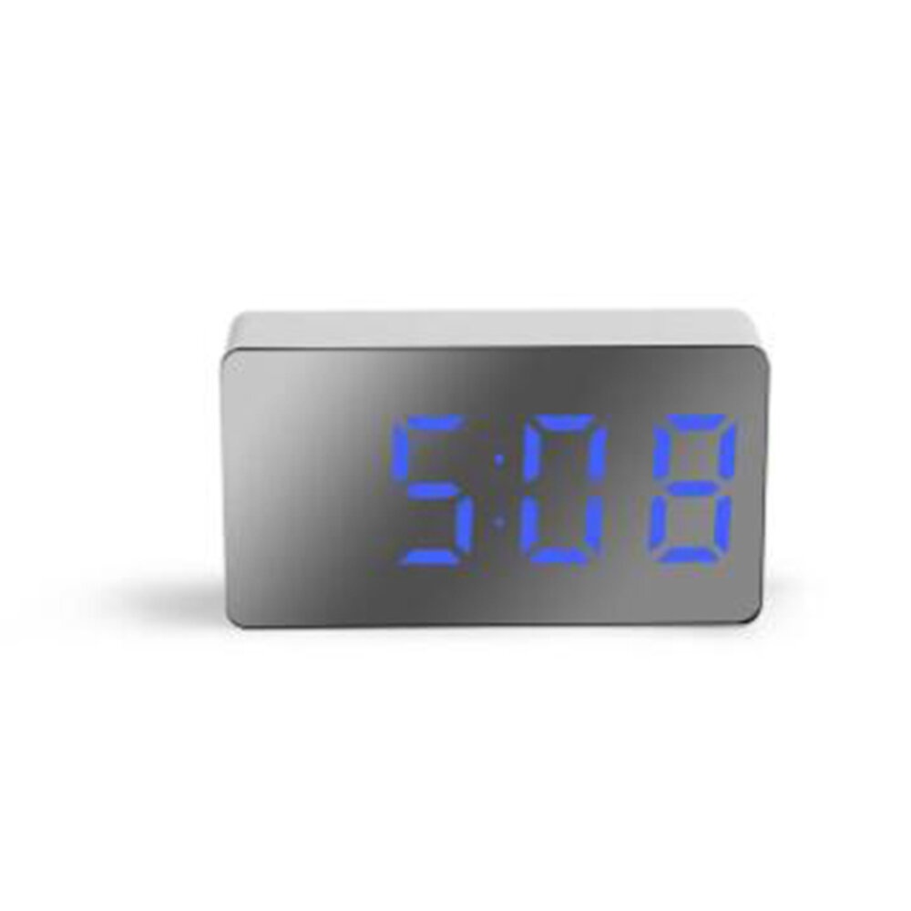 Digital USB LED Alarm Clock Mirror Snooze Display Time Night LCD Light Table Desktop for Home Decoration - Green - Image 2