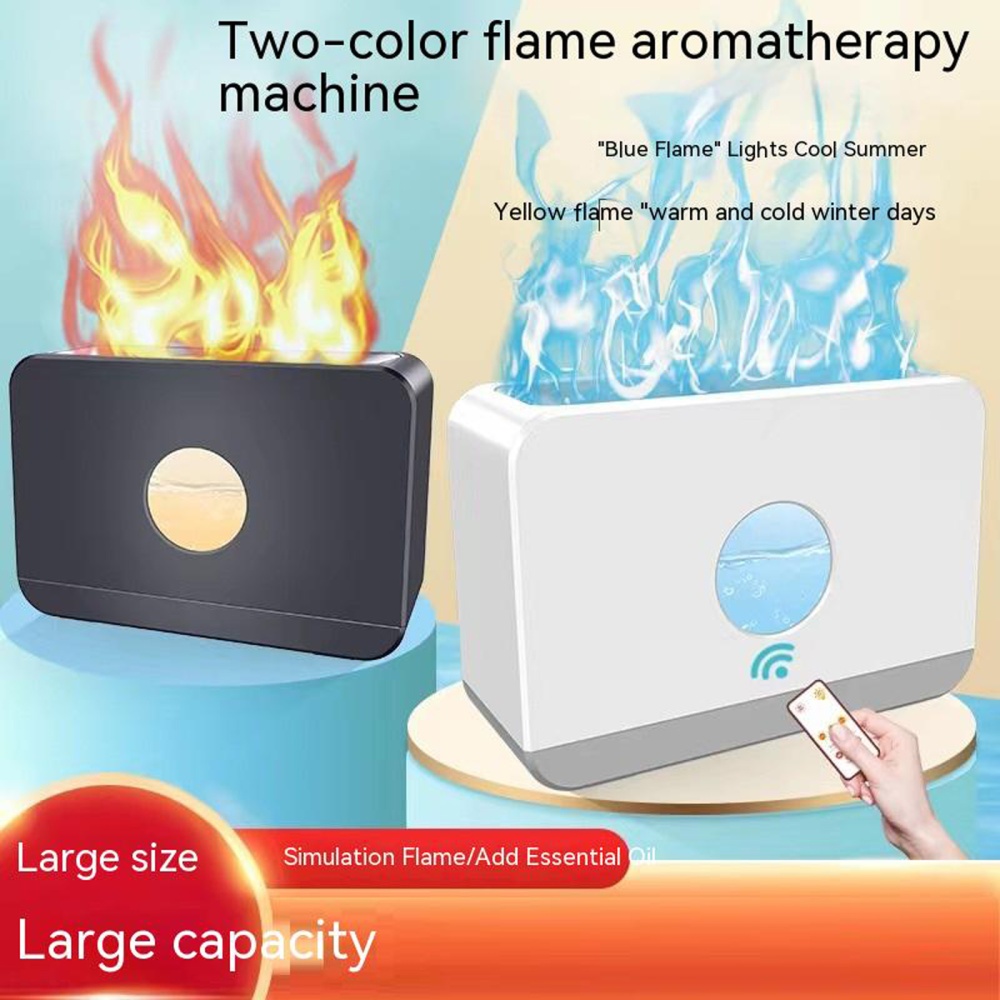 Dual-color Flame Air Humidifier Aroma Diffuser Desktop Quiet Fog Maker Home Fragrance Black - Image 2