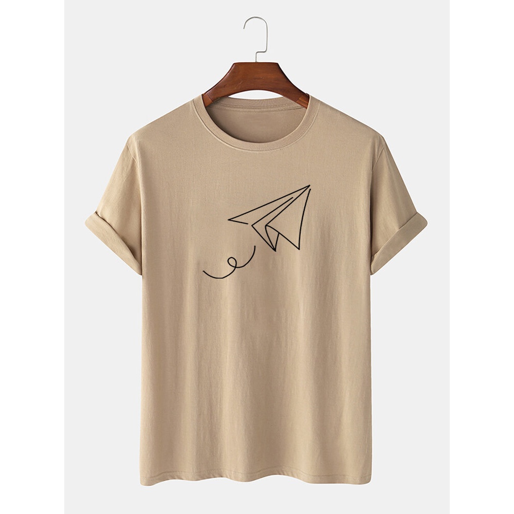 Paper Plane of Liberty Print Crew Neck Short Sleeve T-Shirts - Black S