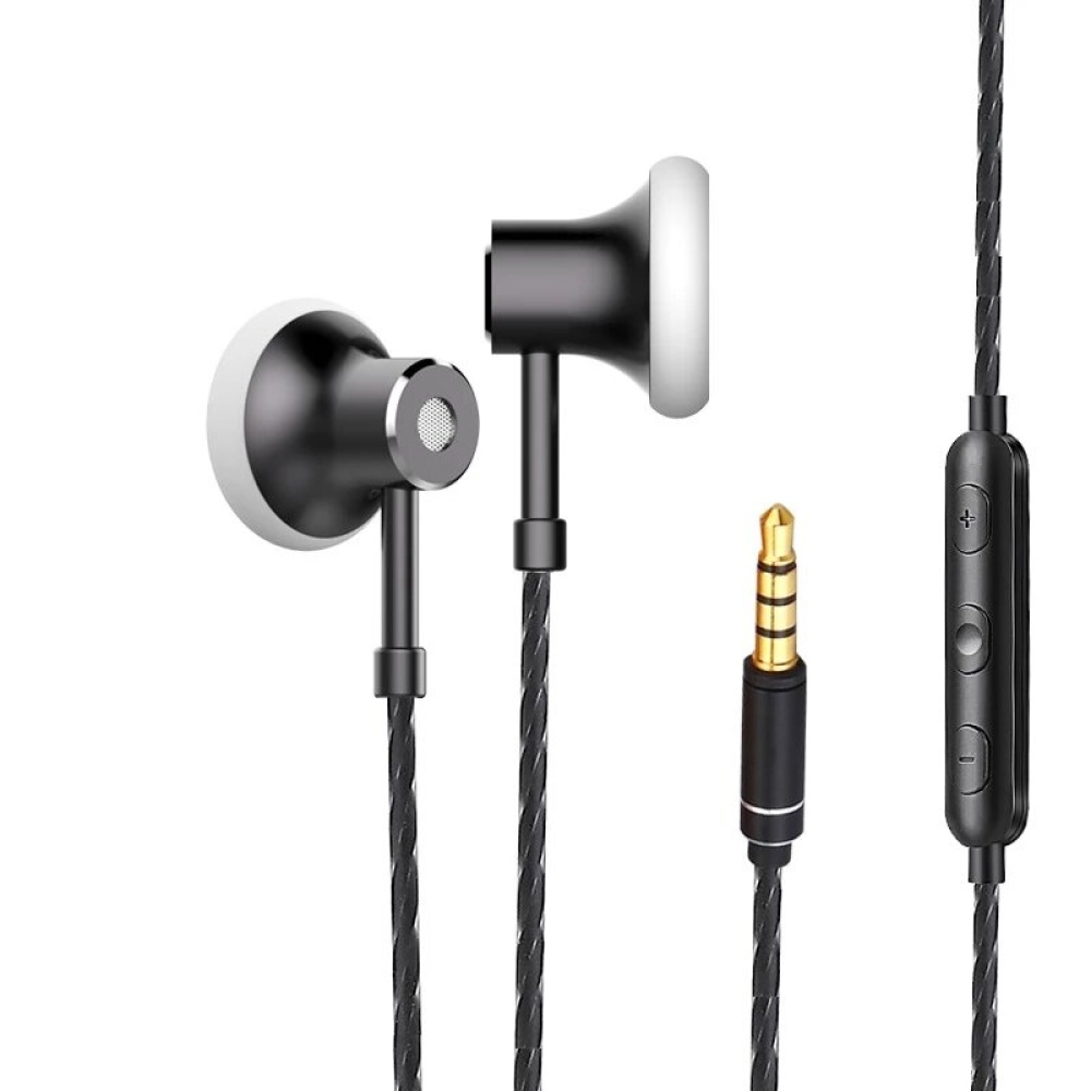 MS16 3.5mm In Ear Earphone Earbuds Headset Earbuds Sports Running Headset With mic Volume Control - Black - Image 2