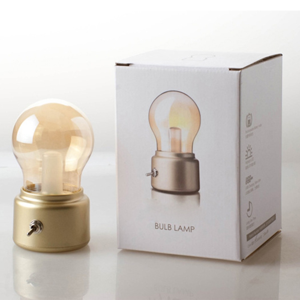 Led Light Bulb Retro USB Rechargeable High Brightness Energy Saving Night Bedside Table Lamp Black - Image 3