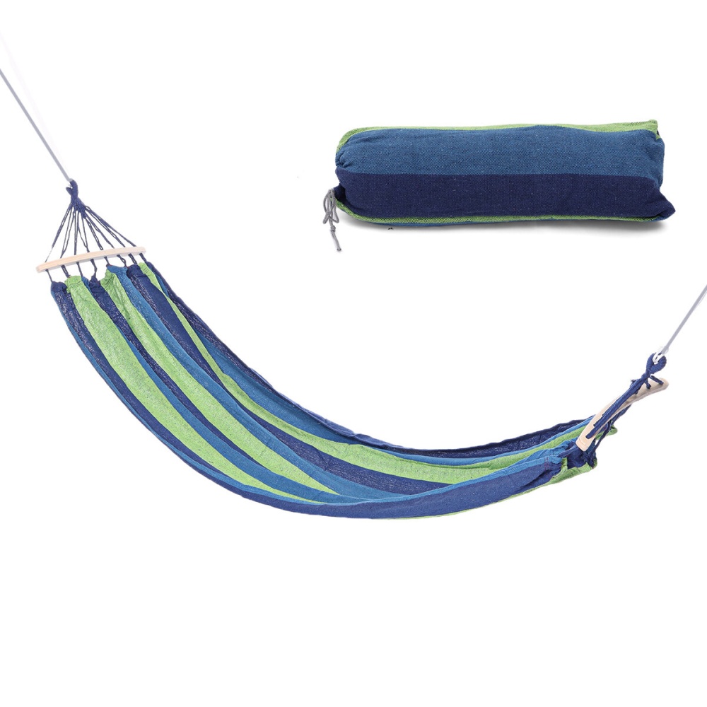 STRDC001 Ultralight Camping Hammock with Storage Bag Portable Rainbow Canvas Outdoor Activities Swing - S Blue - Image 2