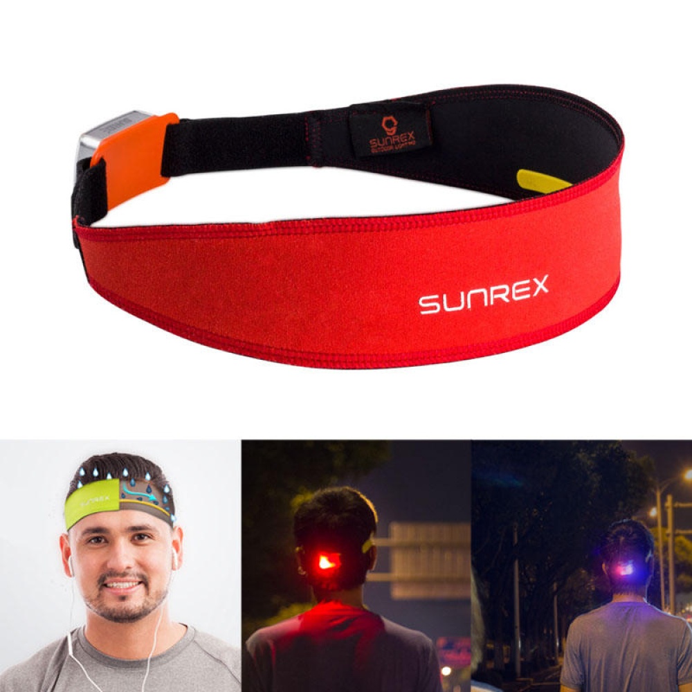 SUNREI SUNREX Headband Outdoor Running Belt Fitness Yoga Antiperspirant Band With Warning Light - Black
