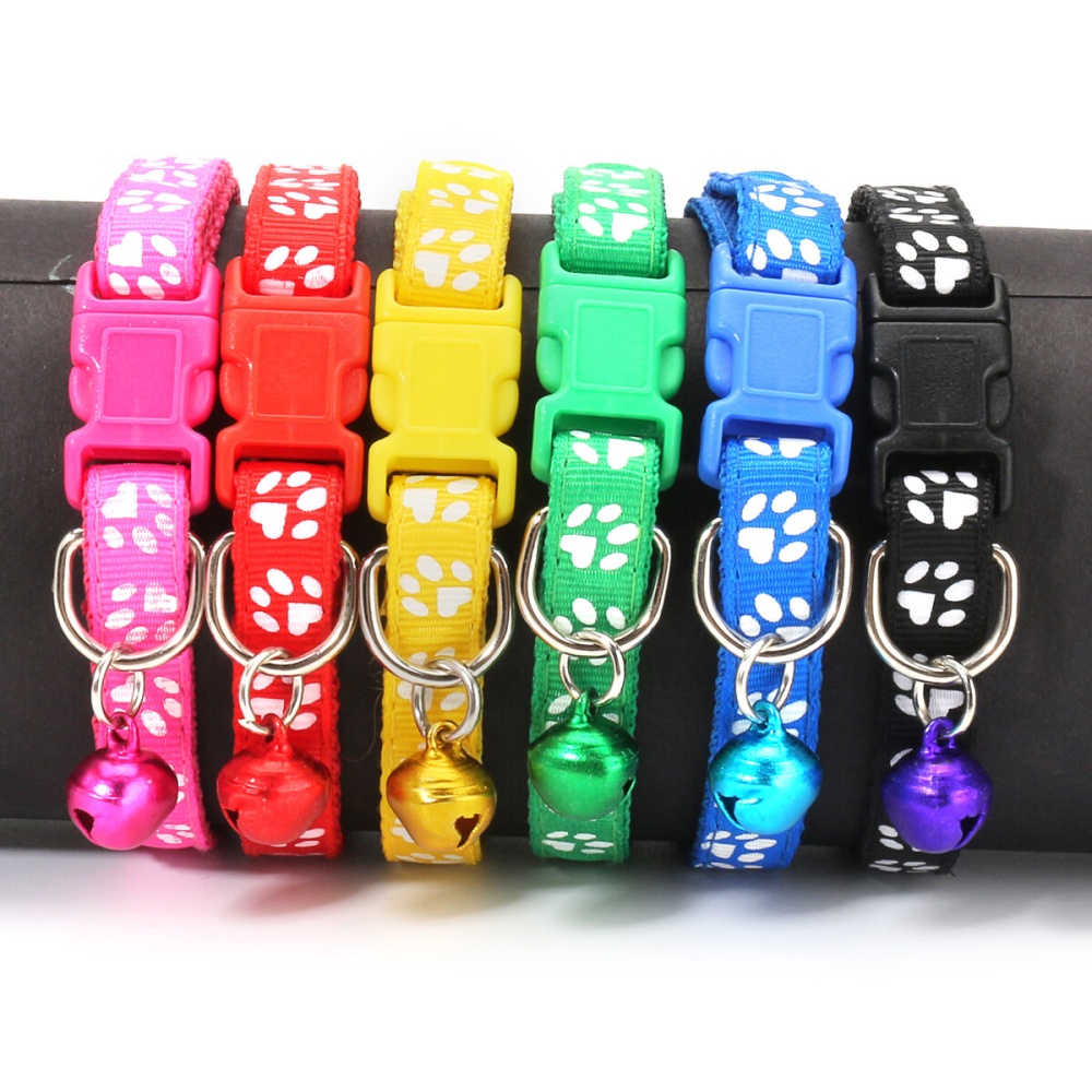 12PCS/Lot Mulit-color Dog Collars Pet Cat Nylon Collar Bell Necklace Buckle - Image 2