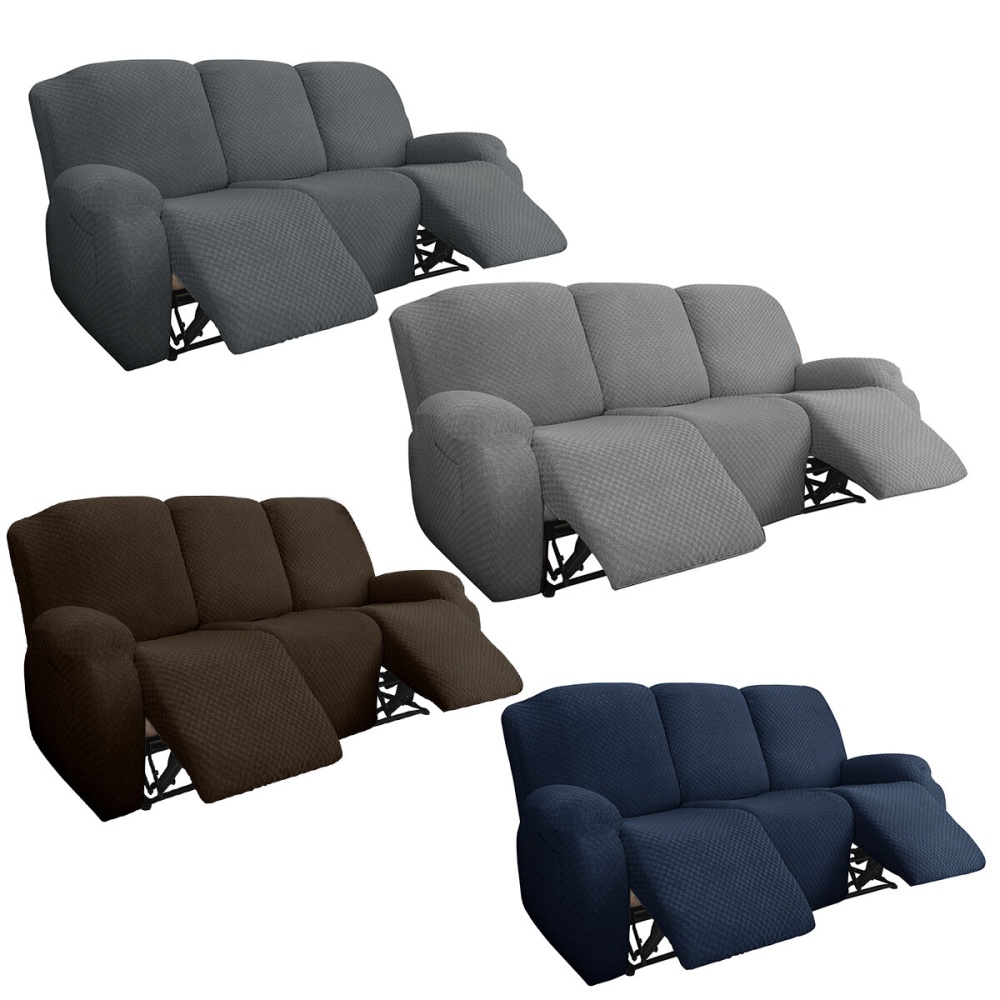 Sofa Chair Pad 3 Seater Stretch Recliner Chair Cover Elastic Armchair Sofa Couch Slipcover - Black - Image 2