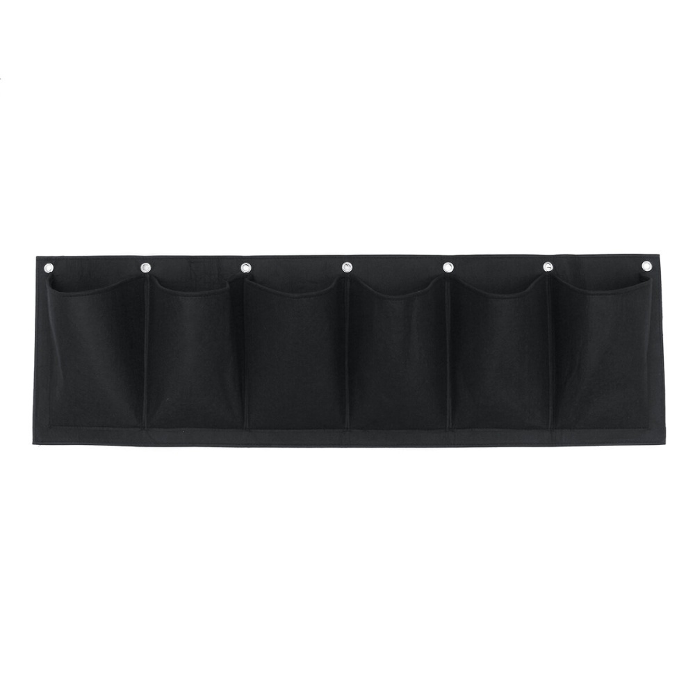 6 Pocket Vertical Garden Plant Grow Wall Bags Planter Flower Fabric Pot Indoor Hanging Black Tools Home Fabric Planting - Image 2