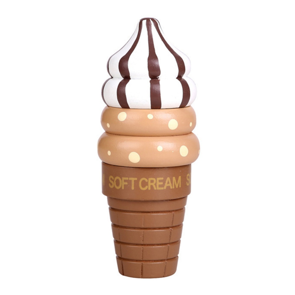 Wooden Kitchen Play House Toy Magnet Tricolor Ice-cream Strawberry Kids Gift chocolate ice cream