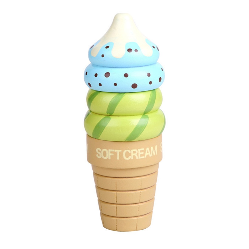 Wooden Kitchen Play House Toy Magnet Tricolor Ice-cream Strawberry Kids Gift Vanilla ice cream