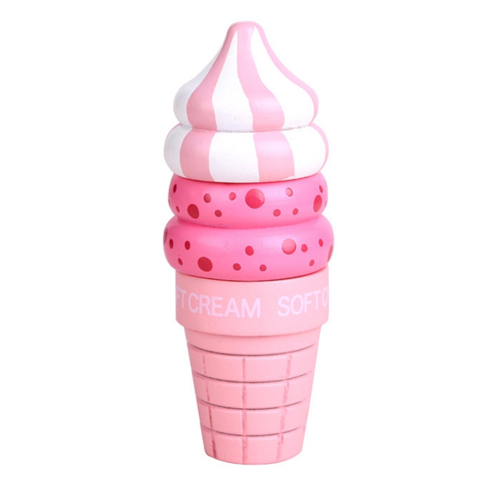 Wooden Kitchen Play House Toy Magnet Tricolor Ice-cream Strawberry Kids Gift ice cream