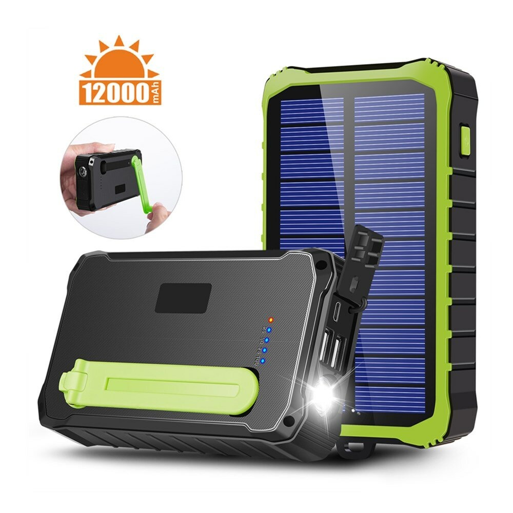 WTKD-083 12000mAh Hand Crank Emergency Solar Power Phone Charger Power Bank for Samsung Galaxy S21 Note S20 ultra Huawei Mate40 P50 OnePlus 9 Pro fo - Image 2